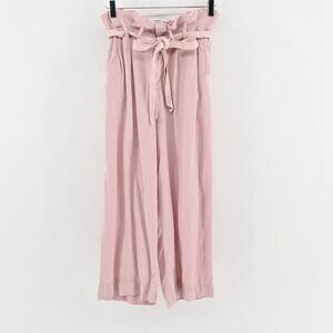 Anthropologie Womens Paperbag Pants Size 0‎ Pink Belted Wide Leg Cotton